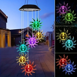 Solar-Powered LED Sun Chime - Colorful Outdoor Lighting Fixture for Garden & Yard