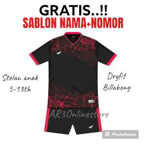 ( FREE SABLON NAMA + NOMOR ) Baju olahraga anak laki/perempuan kaos bola futsal badminton bulutangkis voli basket usia 5-13th