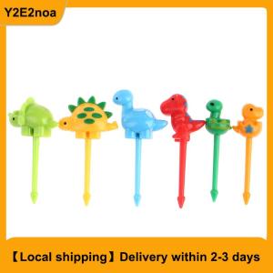 【Local shipping】 6pcs set dinosaur Mini Animal Cartoon Food Picks Children Snack Fruit Fork