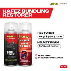 HAFEZ BUNDLING 1 RESTORER & 1 HELMET FOAM Pengkilap dan Penghitam Body Motor Kendaraan
