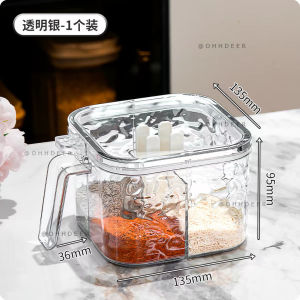 OHHDEER Bekas Rempah 4 Petak Penutup Dengan Sudu | 4 Compartment Airtight Seasoning Box with Spoon