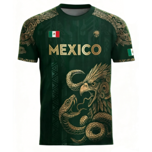 Mexican Flag Printed Mens T-shirt Fun 3D Eagle Pattern Short Sleeve Outdoor Football Sports Casual Top h260617