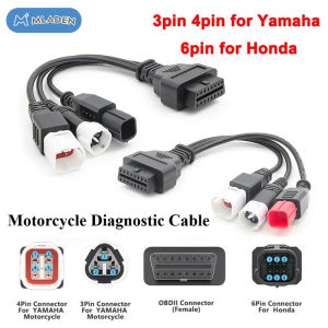 MLADEN Motorcycle Diagnostic Cable for Yamaha 3Pin 4Pin for Honda 6PIN 3IN1 3 IN 1 Motor OBD 2 Extension Cable OBD2 Connector