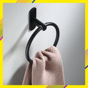 RAK HOME ห่วงแขวนผ้า ห่วงพาดผ้าขนหนู Nordic Style วัสดุอลูมิเนียมสีดำคุณภาพดี แข็งแรงทนทาน เคลือบอบสี 5 ชั้น ไม่ขึ้นสนิม ฟรีกาวตะปูติดแน่น