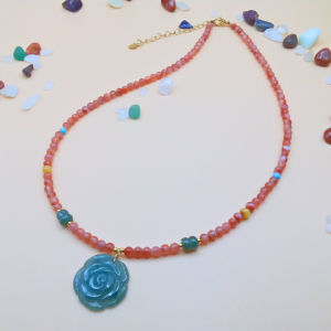 Limited Gelang South Red Agate dan Jadeit I South Red Agate and Jadeite Necklace I 限量南红配合玫瑰型翡翠设计款项链