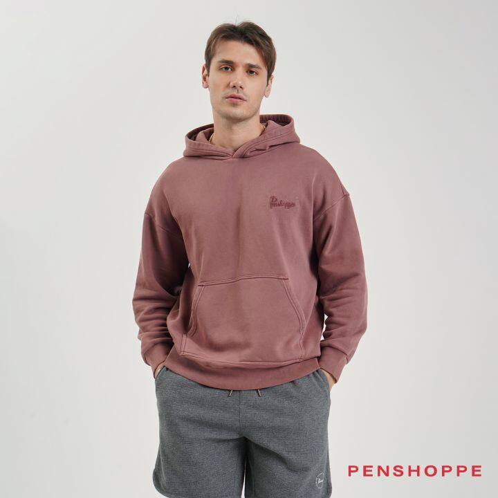 Penshoppe Relaxed Fit Vintage Wash Hoodie For Men (Terracotta) | Lazada PH