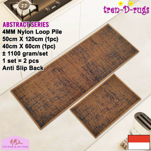 Tren-D-rugs Keset kaki motif abstrak modern alas lantai dapur panjang anti slip 1 set isi 2pcs - NMs