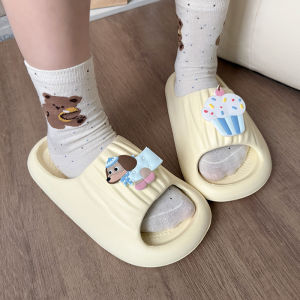 [Free Shipping] Indoor Home Non-Slip Bath Slippers Cartoon Design Thick Soles Suitable For Wearing Outdoors In Summer Bathroom Slippers
