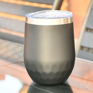 LZD  Egg Shell Cup  304 Stainless Steel Double Layer 12oz Spray Egg Cup Thermal Insulation Coffee Wine Glass