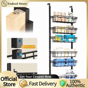 【24Hours Shipped】 6-Tier Over The Door Pantry Organizer No Drill Metal Hanging Door Organizer Space-Saving Door Hanging Storage Basket for Kitchen Laundry Room Bathroom