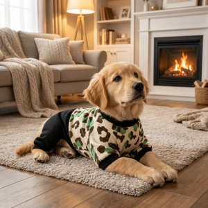 TEMPLE Thickened Leopard Print Pet Jumpsuit Ultra-Soft Breathable Dog Four Legged Coat Fashion Comfort Dog Coat Autumn Winter