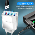 Charger Fast CHARGER TRAVEL ADAPTOR COLOKAN USB 4 PORT 5V 4 Port 3.1A Pengisi Daya Ponse Port Pengisian Daya Multifungsi. 