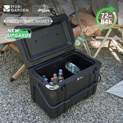 MOBI GARDEN กระติกน้ำแข็งรถยนต์ 26ล. Cooler มีตะกร้าขนของ ไปปิกนิก เก็บเครื่องดื่มพกพาง่าย