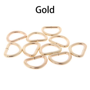 0duw THINKTHENDO 10pcs 12/15/2/25/32/38mm Strap Buckle Inner Width Metal Half Round Shaped Non Welded D Ring DIY Bag Accessories