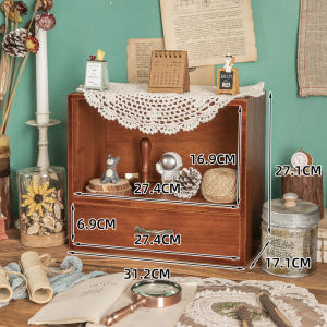 Table Top Shelf Rack Bookshelf Storage Desk Shelf Bookcases Shelf Desktop Storage Rack Bookshelf Bookshelf Storage Vintage Wooden Stationery Journal Seal Cabinet Separated Bookshelf 书架