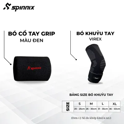 Bó khuỷu tay thể thao Spinnix Virex có đai quấn bảo vệ khớp khuỷu tay co giãn thoáng khí pickleball