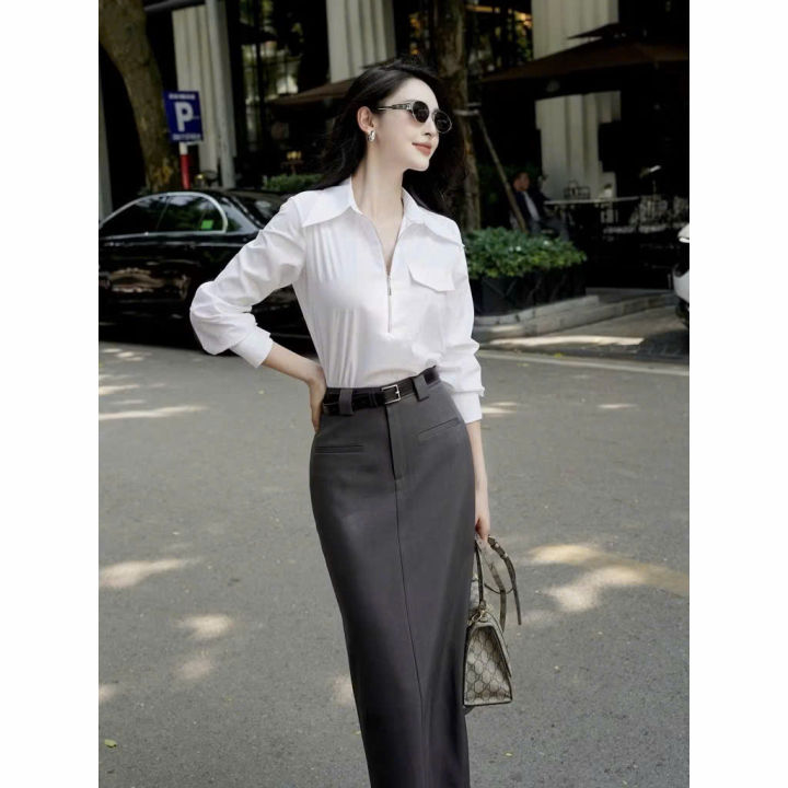 Áo sơ mi thời trang khóa kéo tay dài đễ phối đồ | Lazada.vn