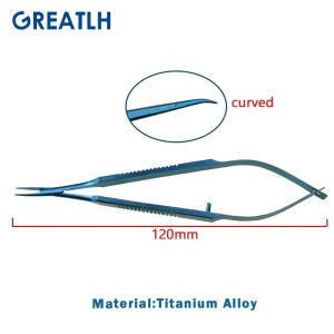 MEDGREAT Kẹp kim tiêm có thể hấp tiệt trùng bằng thép không gỉ/hợp kim titan thẳng/cong 120mm dụng cụ nhãn khoa