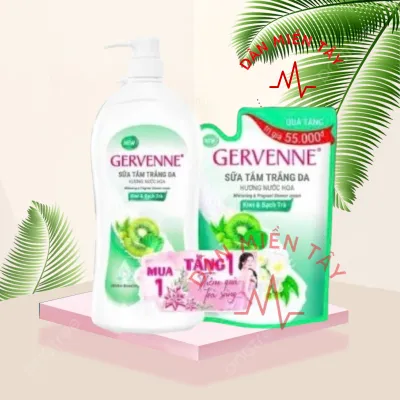 Sữa Tắm Trắng Da Hương Nước Hoa Gervenne Kiwi & Bạch Trà 900g + Túi 450g – Thơm Lâu Dưỡng Mịn