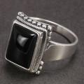 Solid 925 Sterling Silver Lucifer Rings with Black Onyx Natural Stone Handmade Statement Ring TV Show Jewelry. 