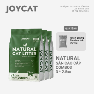 Combo 3 Túi Cát Sắn Natural Advanced JOYCAT (Túi 2.5kg / 6L) - Cát Vệ Sinh Cho Mèo Thế Hệ Mới Theo Dõi Sức Khỏe Ultimate Health IQ