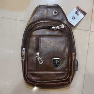 Tas Selempang Pria / Premium Cross Body USB + Headset Port / Sling Bag Kulit PU 100% Import