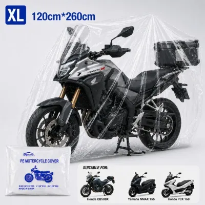 [COD] Premium Clear Motorcycle Cover Transparent Waterproof Thick Plastic Motor Bike Rain Cover
