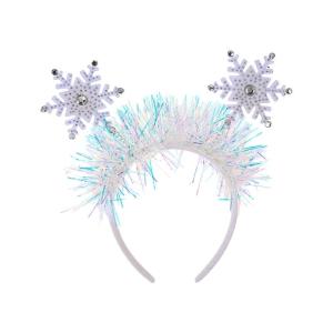 Snowflake Headband White Glittering Rhinestones Hair Accessory for Women and Girls for Christmas and Winter Event