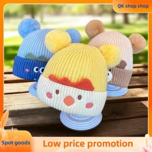 ✨QK shop✨ Cute Baby Winter Warm Knitted Hat Double Pompom Baby Hat Ear Protection Cap Cold Proof Knitted Hat