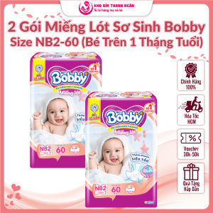 [MẪU MỚI] Miếng Lót Sơ Sinh Bobby Newborn 2 - 60 Miếng (NB2-60) Cho Bé Từ 4 Kg  Đến 6 Kg - Kho Bỉm Thanh Ngân