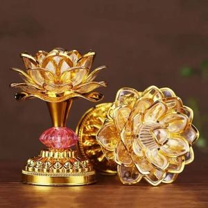 CURRANT LED Lotus Flower Lamp 220V 3xAA Battery/Plug in Buddhist Lamp Buddhist Prayer Lamps Portable Night Light Buddhist