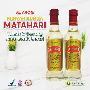 AL AROBI Minyak Sunflower 285ml - Minyak Goreng 100% Pure Sunflower Oil Lebih Sehat & Rendah Lemak