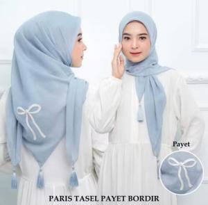 HIJAB SEGI EMPAT PARIS TASSEL JAMBUL PITA//JILBAB SEGI EMPAT PARIS TASSEL JAMBUL PITA