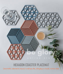 Geometric Hollow Design Pot Mat Hexagon Coaster Place mat Cup Cushion Heat Resistant Pot Pad