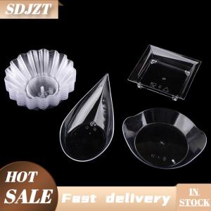 SDJZT 10Pcs Transparent Mini Appetizer Plates Ice Cream Cup Plastic Fruit Candy Cake Jelly Yogurt Mousse Dessert Container Pastry Tool