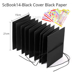 (1 Book) Hardcover Black Kraft Paper (Without Adhesive Type) Photo Album DIY Scrapbook Yearbook Foldable Accordian