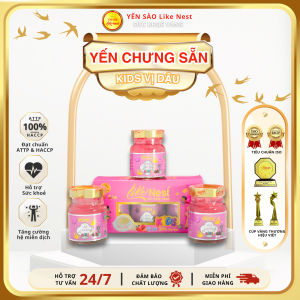 HCM - LIKE NEST [ LỐC 3 HŨ ] YẾN CHƯNG CAO CẤP TRẺ EM VỊ DÂU 35% TỔ YẾN NGUYÊN CHẤT
