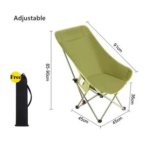 Camping Folding Chair 3-gears Adjustable High Back Moon Chair Load 200KG Outdoor Camping Equipment