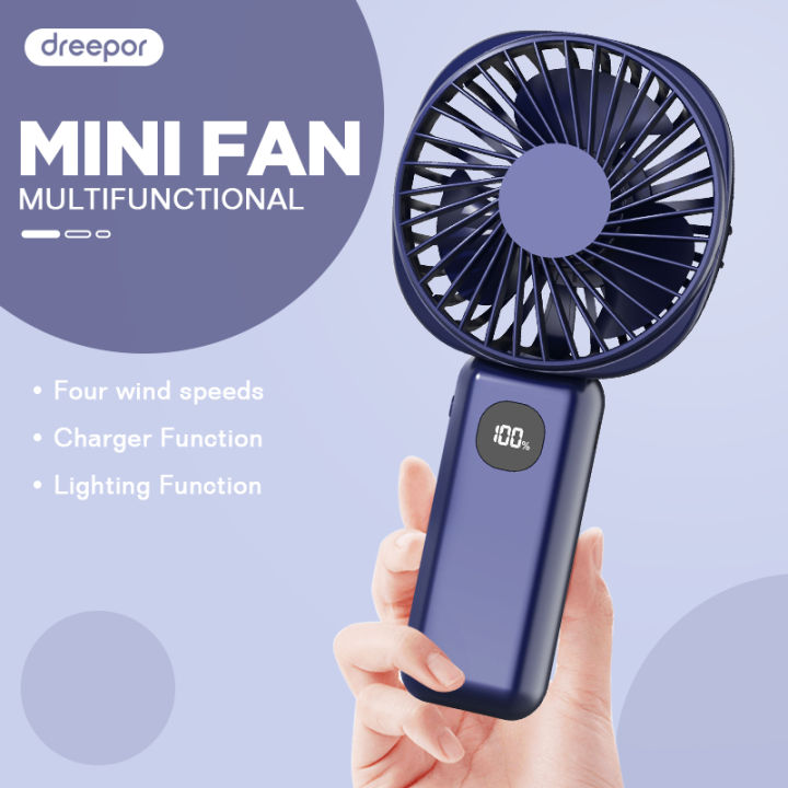 Dreepor Mini Fan Portable Fan 10000mAh USB Rechargeable Digital-display ...