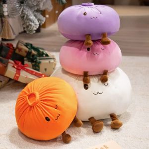 FLYING PP Cotton Filled Steamed Bun Plush Pillow Super Soft Plush Material Stress Relief Dumpling Plush Toy Cute Cartoon Fluffy Comfortable Sofa Plush Cushion Home Sofa Decoration