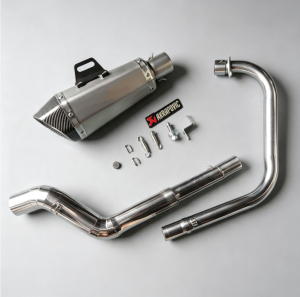 Rusi mojo 200 stainless elbow on Akrapovic Hexa tip with silencer