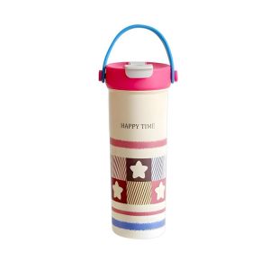 650ml Tumbler With Handle Design Double Layer SUS316 Stainless Steel Insulated Thermos Flask Coffee Mug Water Bottle Cup Botol Air PortableLeak-ProofCopper Lined 3D Pattern XDFY9542 保温杯保温瓶