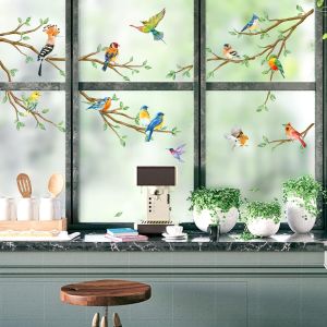Tree Branch Double Sided Hummingbird & Bird Window Clings - Anti-Collision Glass Stickers