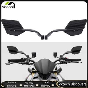 【Vodool】 1 Pair Aluminum Alloy Motorcycle Bar End Mirror 90 Adjustment Motorcycle Rear View Mirror Universal Motorcycle Mirrors for Ebike Scooter MTB
