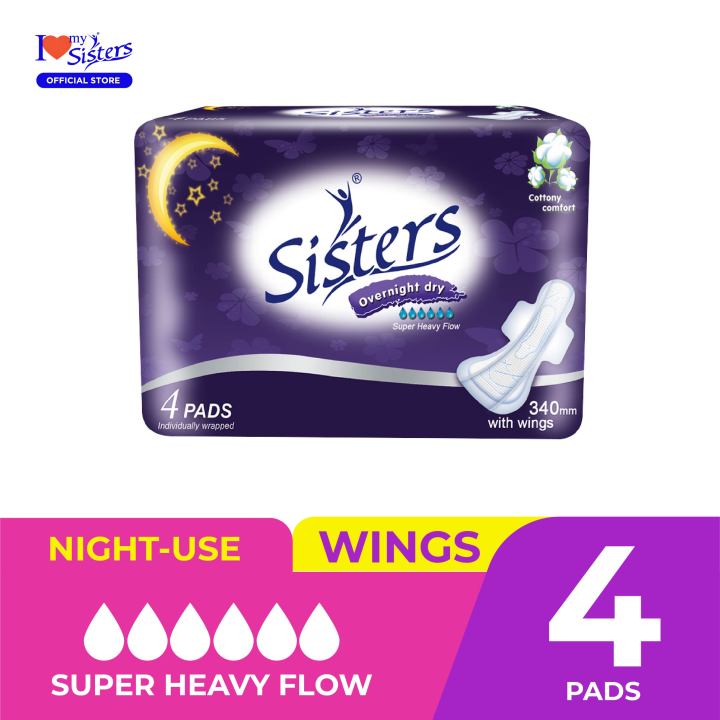 8904 - Sisters Sanitary Napkin Perforated Cottony Overnight 4's | Lazada PH