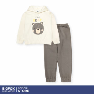 [Bộ nỉ BT DT 01 38 Bộ nỉ cho bé trai Bigfox Miss Meow thu đông áo hoodie có mũ vải nỉ bông mềm in họa tiết chú gấu dễ thương size đại trẻ em 345678 tuổi