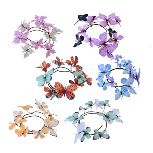 Silk Flower Stem with 3D Colorful Butterflies 12 Head Simulation Florals Arrangement Durable Home Decoration Bouquets