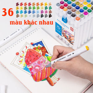 60 Bút Lông Dạ chuẩn Màu Marker 2 Đầu Hộp Nhựa Học sinh Deli CHỐNG THẤM NƯỚC Không Nhoè Có Thể Vẽ Lên mọi đồ vật
