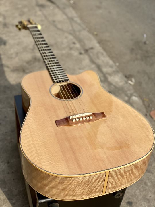 (Miễn Phí Ship) Đàn Guitar Acoustic Gỗ Bằng Lăng Cườm A255 - Dáng D