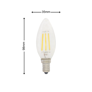 Dycorra LED Filament Candle Bulb (Dimmable) E14 4W Warm Retro Edison Clear Glass Bulb Lamp Vintage